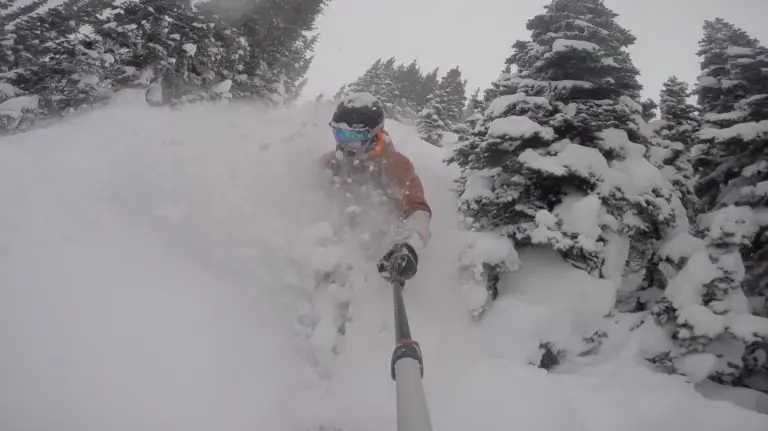 Skiing neck deep powder at whistler