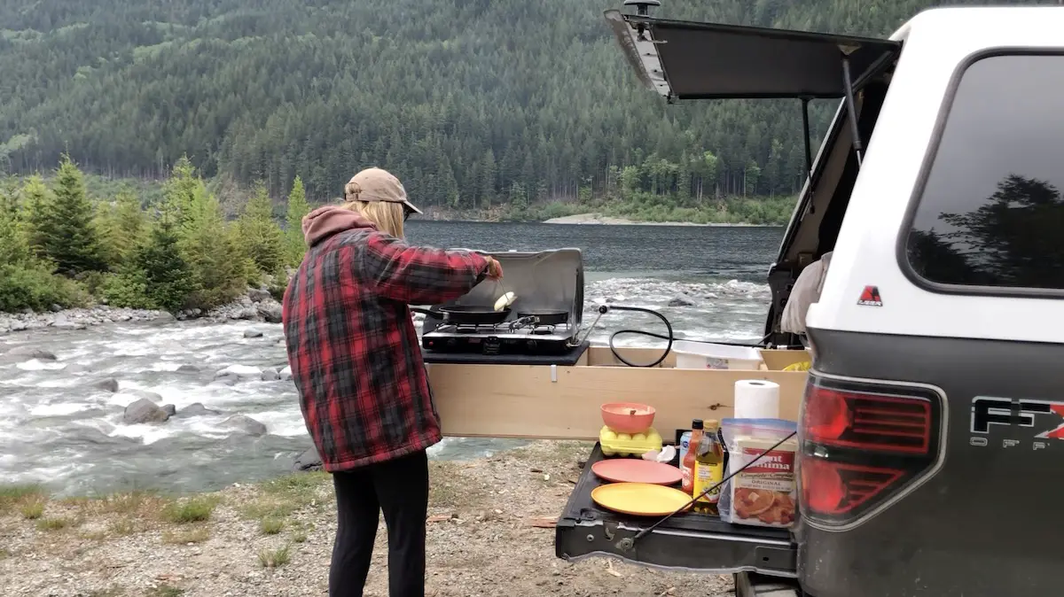 camping in truck at a free backcountry rec site 