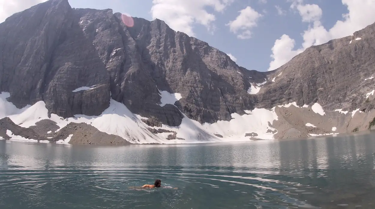 swimming in Floe Lake Kootenay National Park 