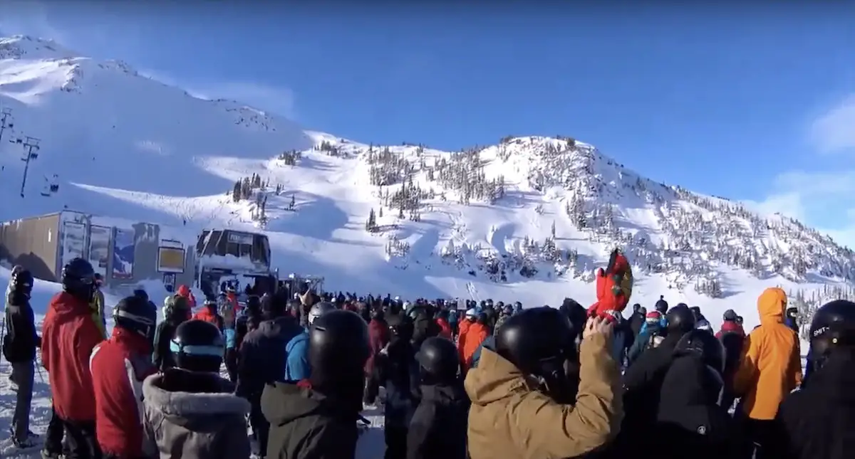 Huge line at Peak Chair in Whistler 