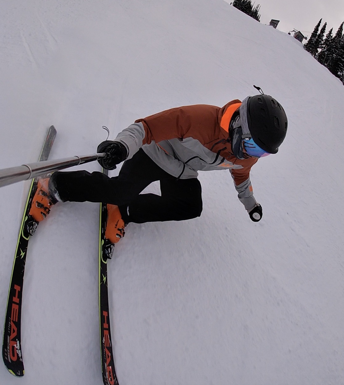 carving on freshly sharpened and waxed skis 