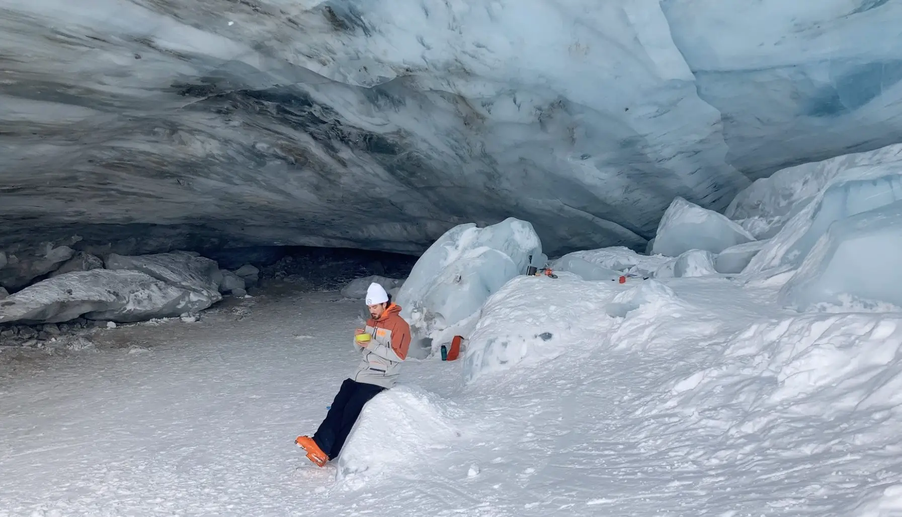 Inside Blackcomb Glacier Ice Cave