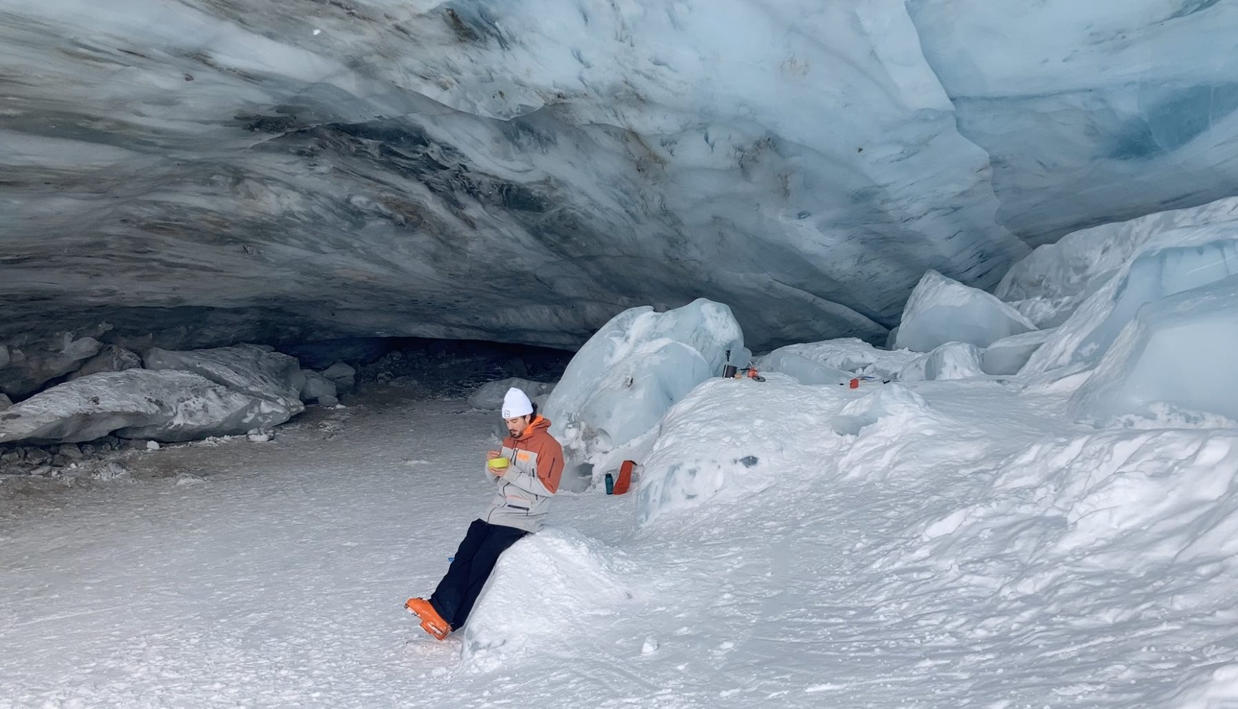 Lunch in the Ice Cave Blackcomb Glacier Ice Cave, Whistler BC 