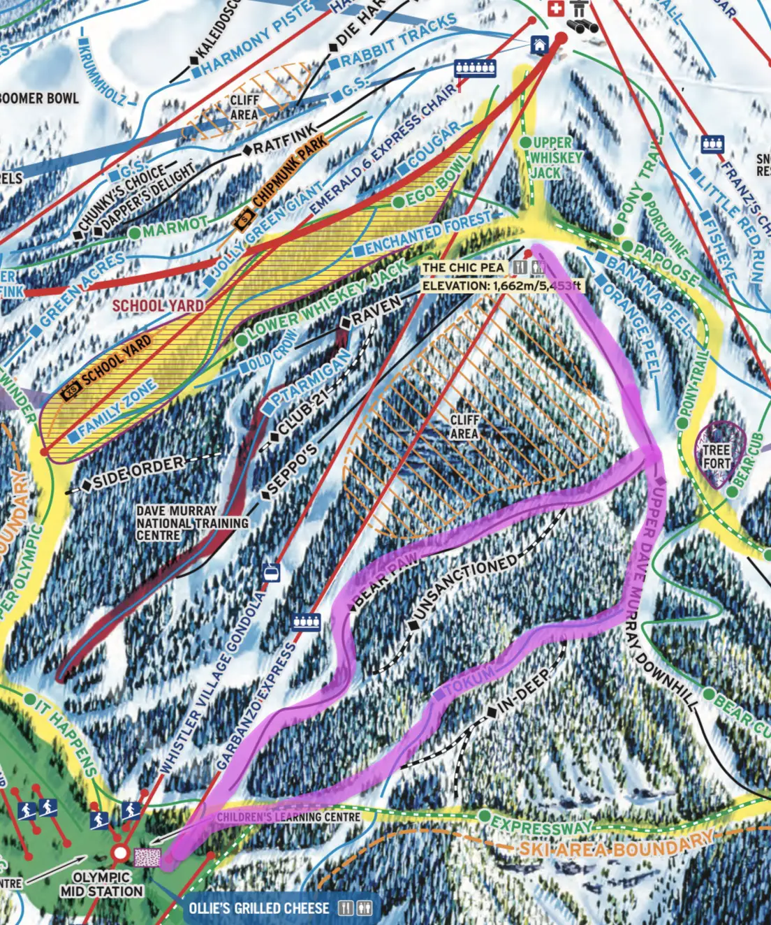 Dave Murray Downhill Map, Garbonzo Chair, Whistler BC 