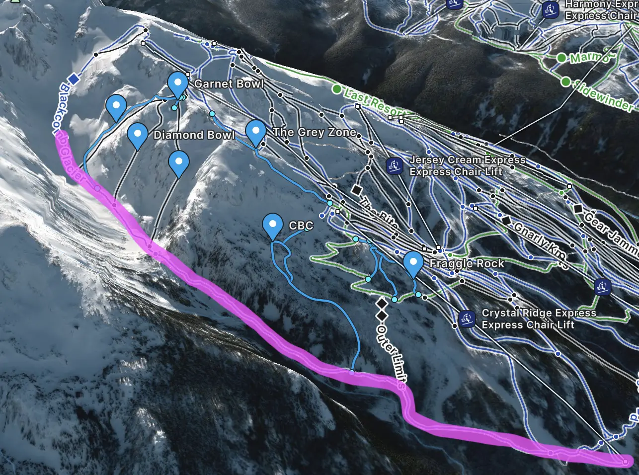 Glacier Road Map, Blackcomb Mountain BC 