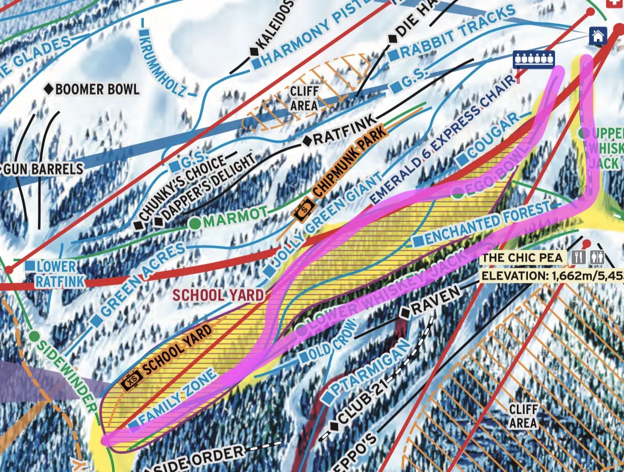 Ego Bowl - Easiest Green Run on Whistler Map