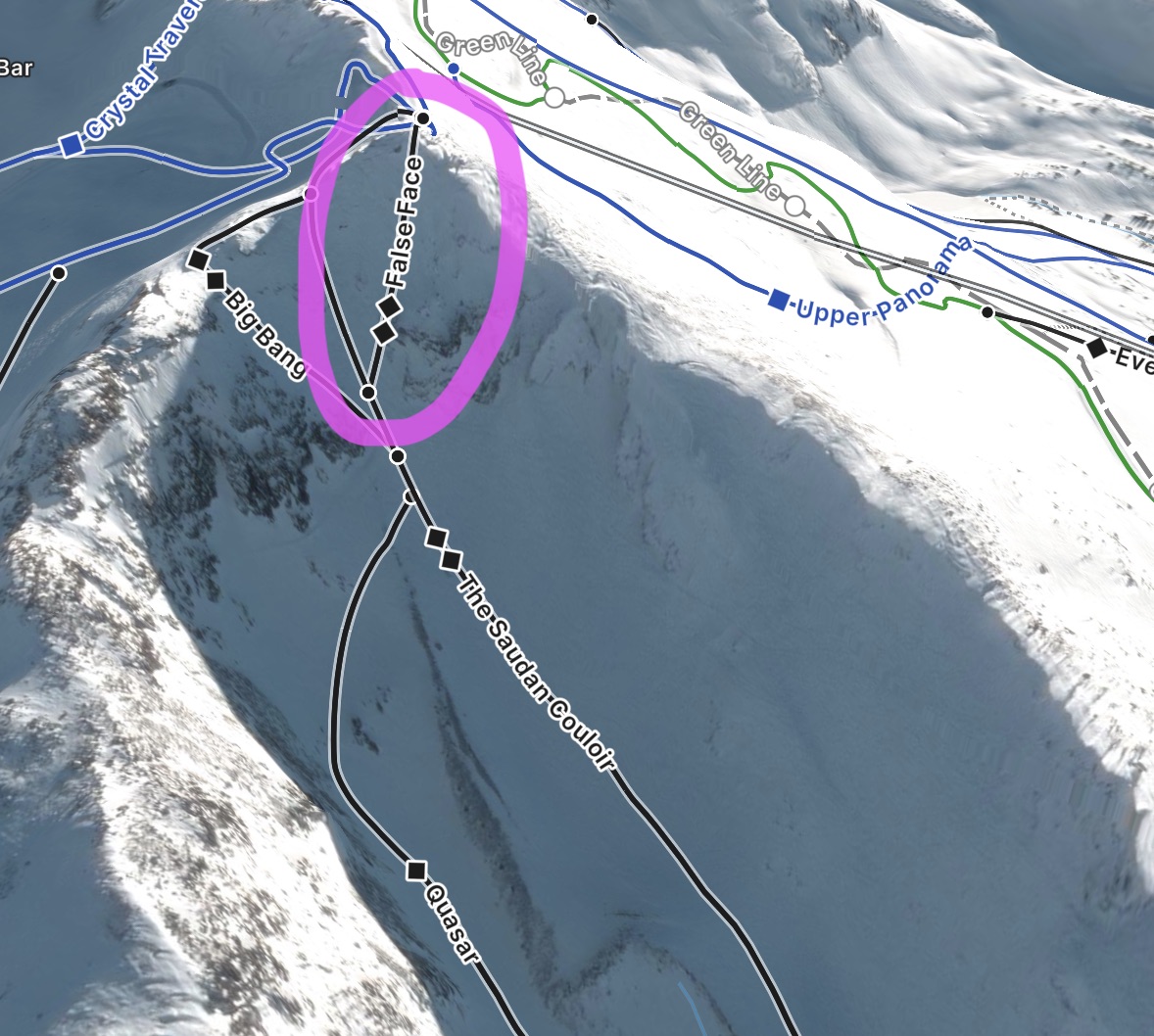 False Face Map, Whistler Blackcombs Steepest Run! 