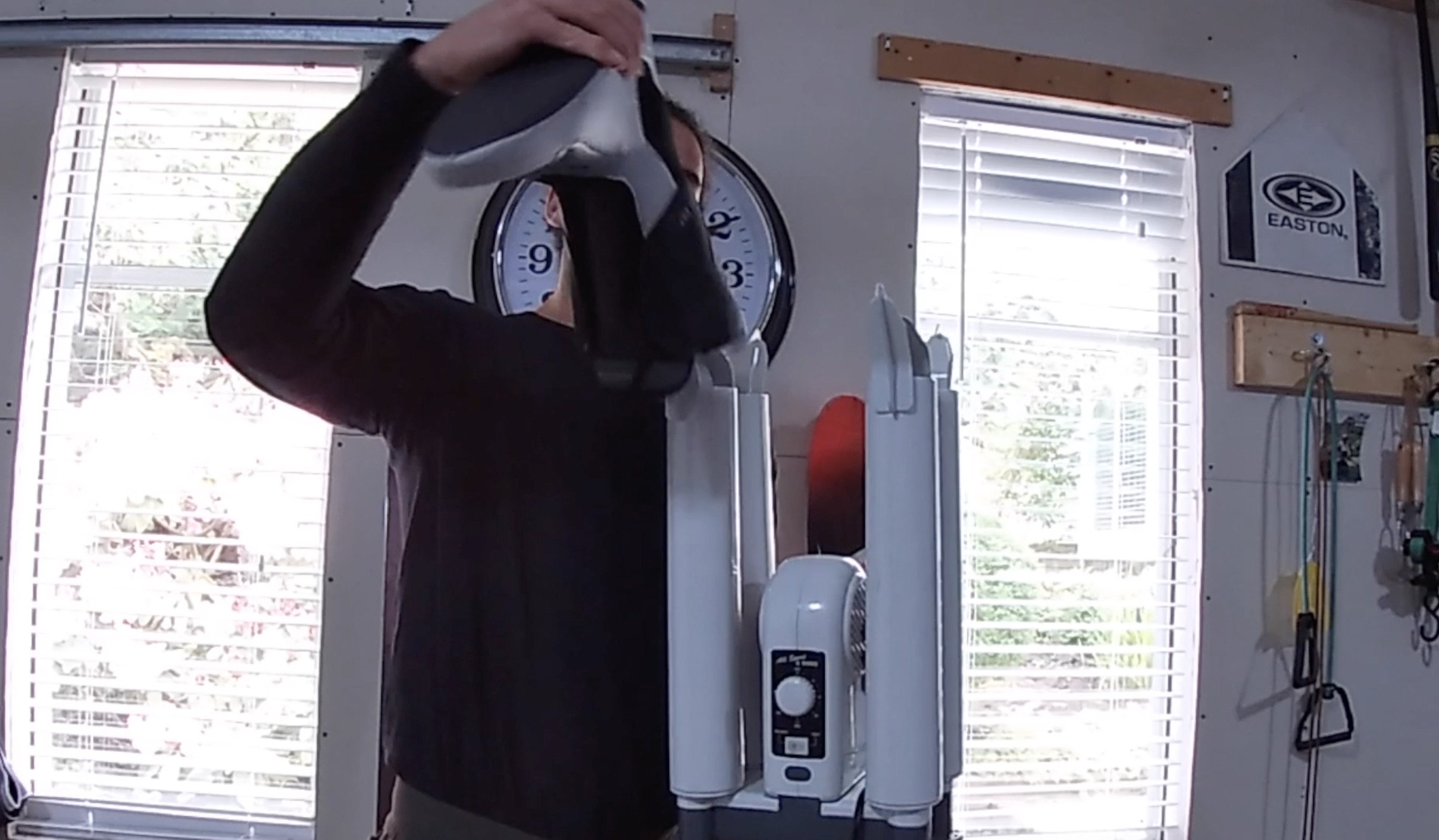 Drying ski boots on a dryer for storage 