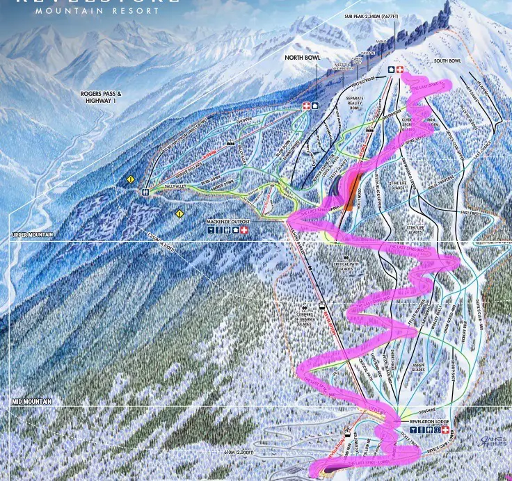 The last spike, the longest ski resort run in the world 