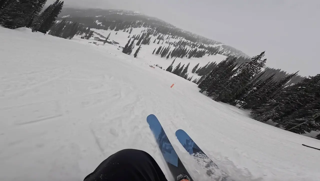 Carving down the Summit Chair, Whitewater Resort Skiing Nelson BC 