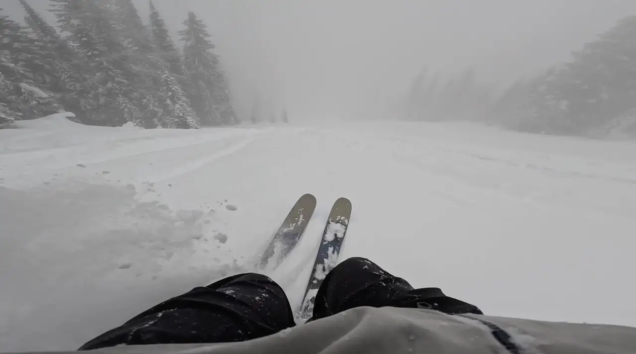 Powder on the greens at Red Mountain Ski Resort in Rossland, British Columbia