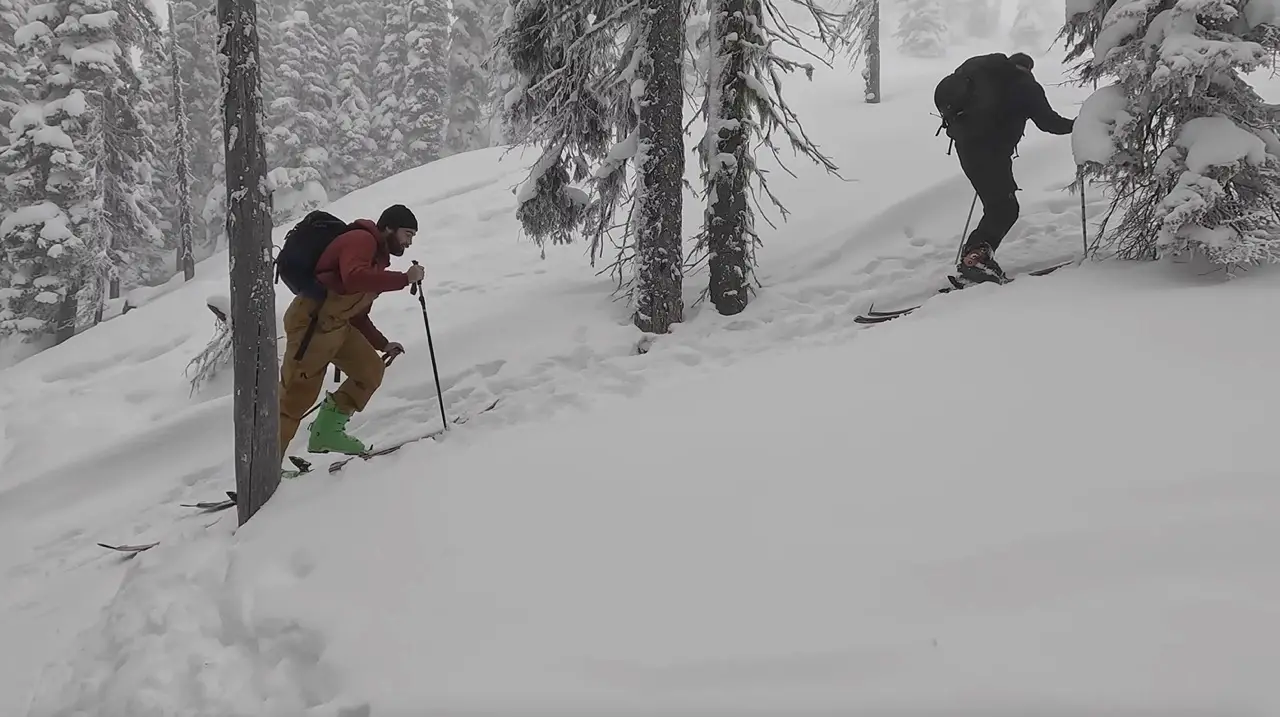 Skinning up Mt Roberts at Red Mountain Ski Resort in Rossland, British Columbia